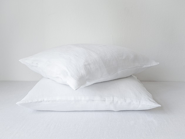 poduszki gładkie Lniana Poszewka Classic PURE WHITE