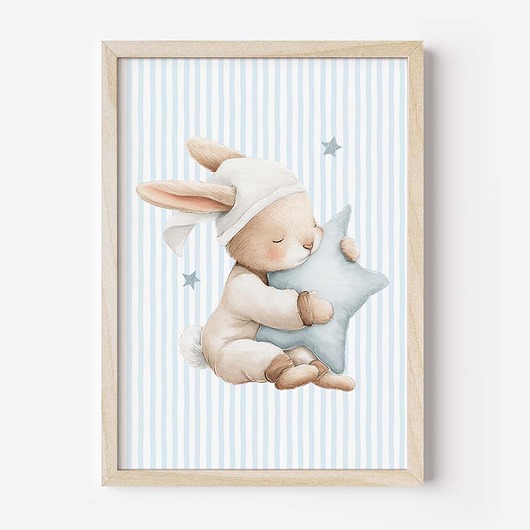 obrazy i plakaty do pokoju dziecięcego Plakat Na Ścianę Dla Chłopca Niebieskie króliczki nr. 2