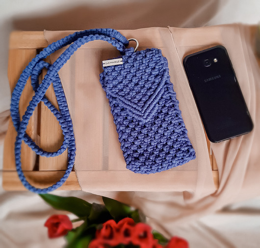 etui na telefon Torebka ze sznurka, case na telefon - petrol