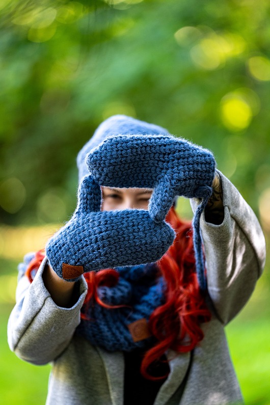 rękawiczki damskie Rękawiczki MERINO Ciemny niebieski