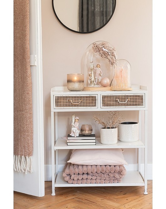 stoliki kawowe Konsola Metalowa z 2 Szufladami Vibo Biała