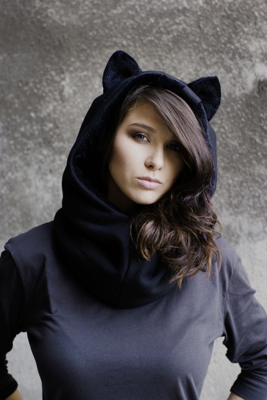 Kaptur - love animals - black kitty MIMIŚ