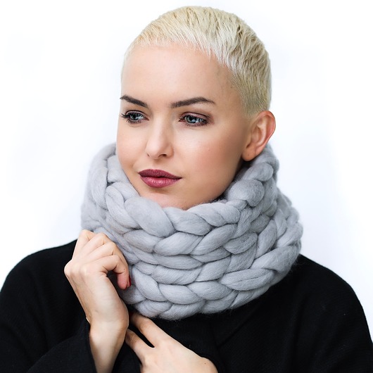 szale damskie Komin na szyję z wełny merynosów