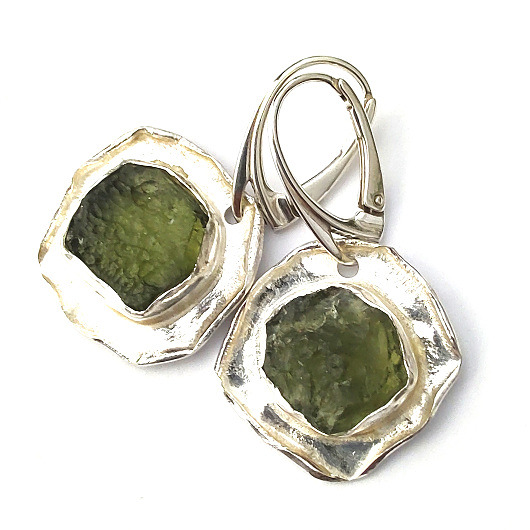 kolczyki wire wrapping Surowe mołdawity