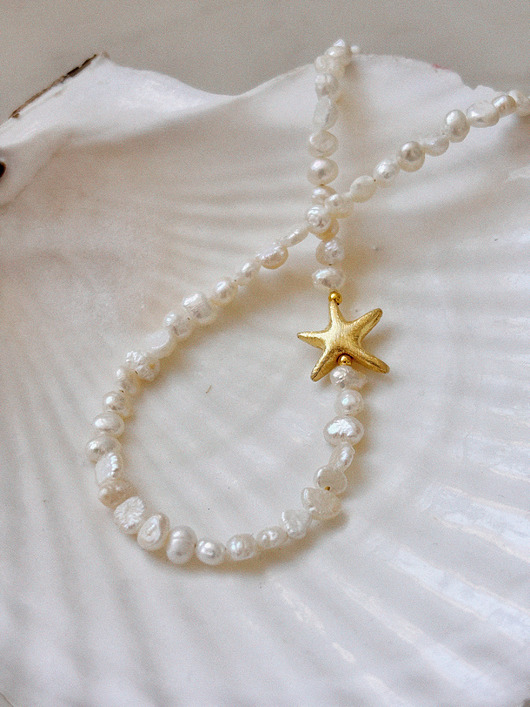 złote naszyjniki Naszyjnik z pereł naturalnych gwiazda