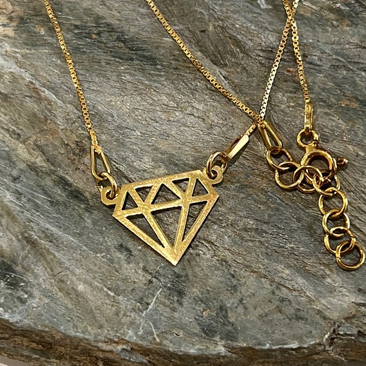 złote naszyjniki Złoty naszyjnik w formie DIAMENTU - BRYLANTU  - srebrny 925 pozłacany