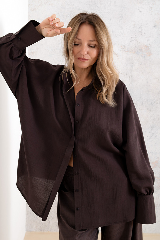 koszule damskie  Koszula oversize na stójce MALAGA