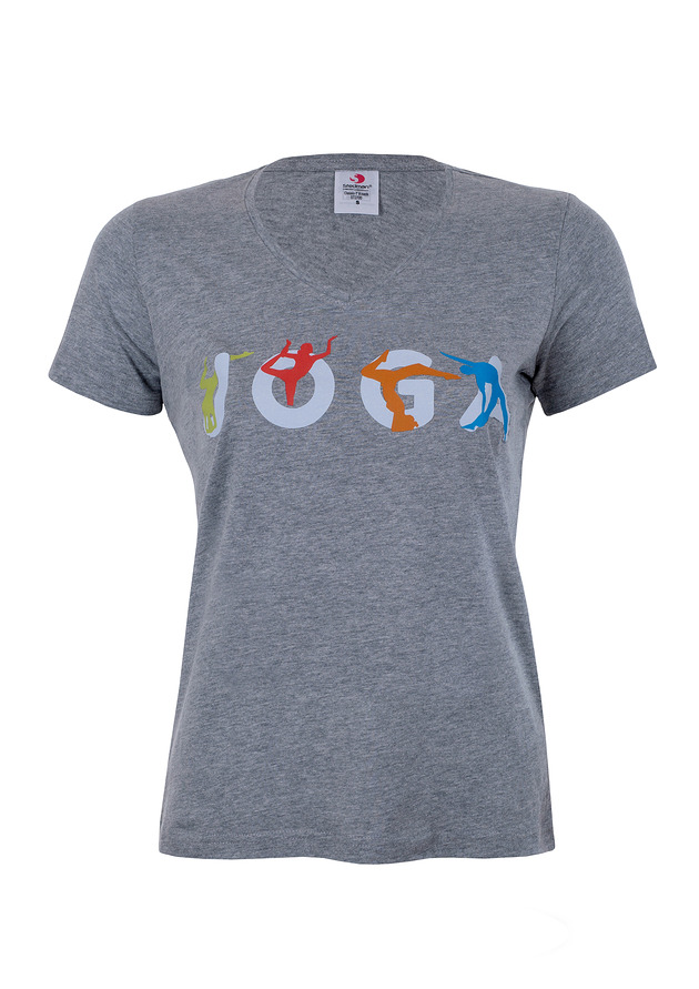 t-shirt damskie Bluzka t-shirt lotos ohm JOGA szara