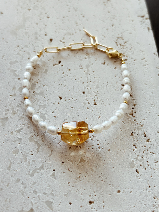 bransoletki z kamieni naturalnych Bransoletka z pereł naturalnych Cytryn