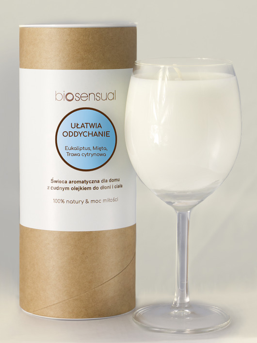 świece zapachowe Świeca do masażu i aromaterapii UŁATWIA ODDYCHANIE 200g KIELICH