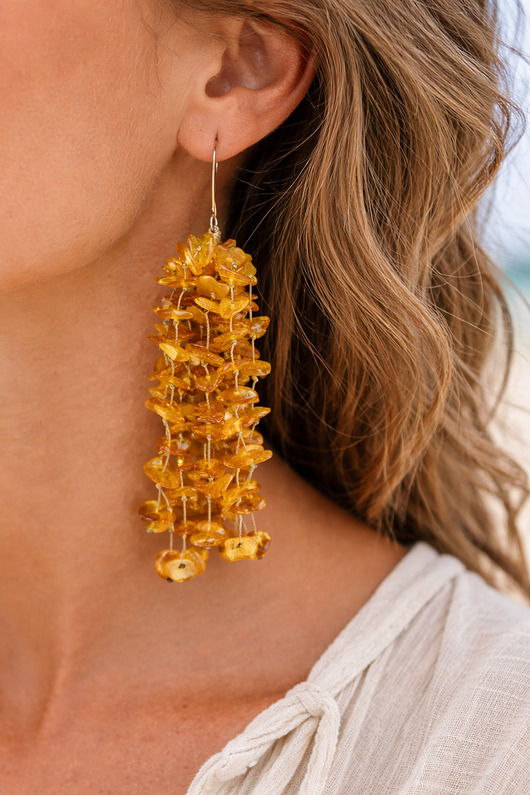 kolczyki z kamieniami Kolczyki z bursztynu bałtyckiego wiszące, Biżuteria boho rystykalna