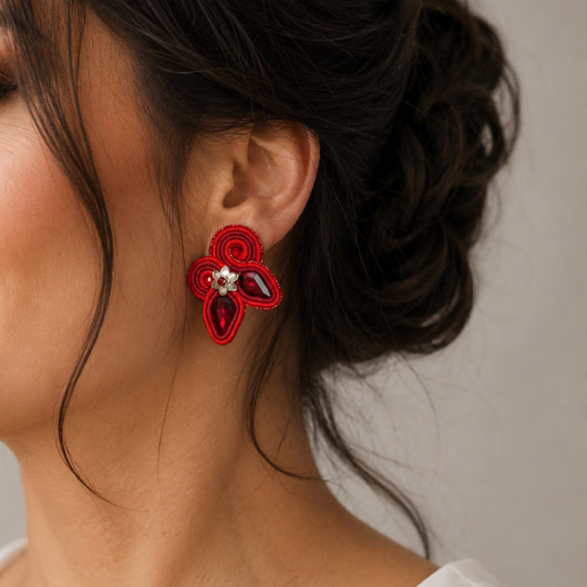 kolczyki soutache Czerwone kolczyki soutache