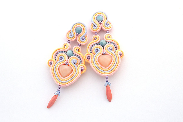 kolczyki soutache Wiosna w pastelowych kolorach 5