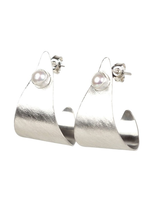 kolczyki srebrne Srebrne kolczyki koła fakturowane z perłą