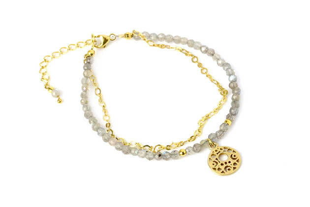 Bransoletka Labradoryt Mandala złoto Brazi Druse Jewelry