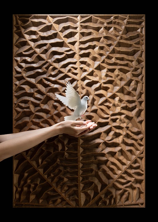 Ozdoby na ścianę Zestaw paneli ściennych Unity - lity dąb