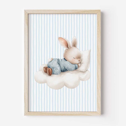 obrazy i plakaty do pokoju dziecięcego Plakat Na Ścianę Dla Chłopca Niebieskie króliczki nr. 12