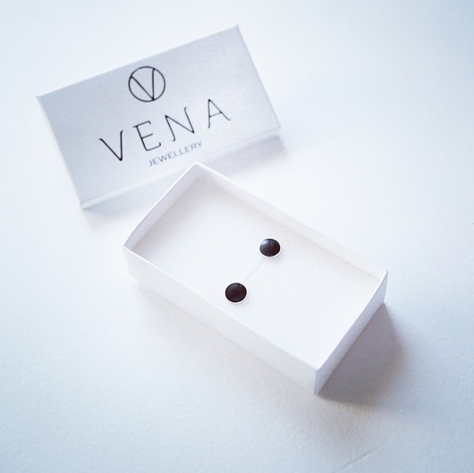 Srebrne kolczyki kółka z czarną emalią VENA Jewellery