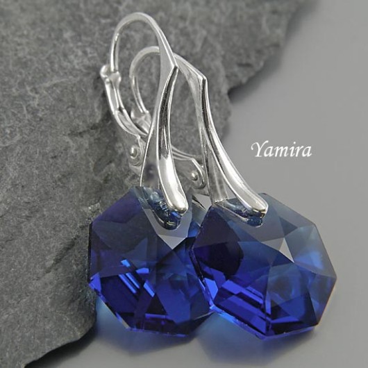 kryształ Swarovski Octagon Dark Sapphire simple -kolczyki yamira