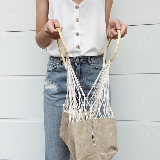 Eco Vegan PALMA White Bag len 100% MARII ANEETT