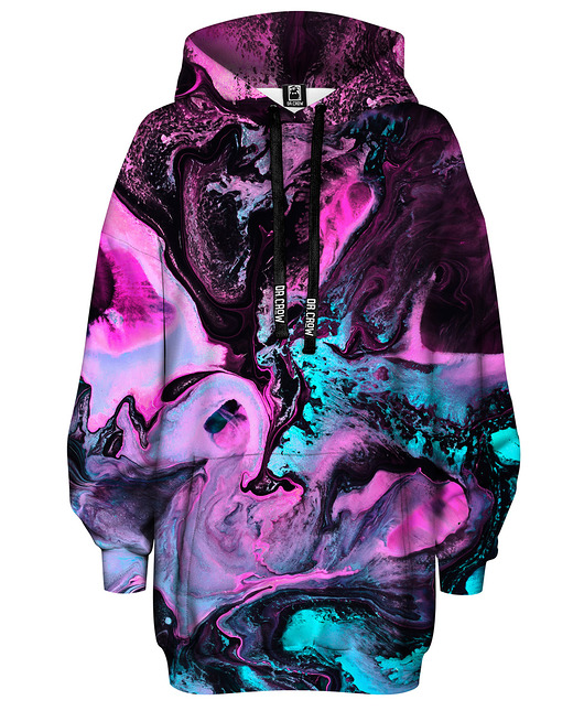 bluza z kapturem damska Bluza Oversize Tunika DR.CROW Neon Marble