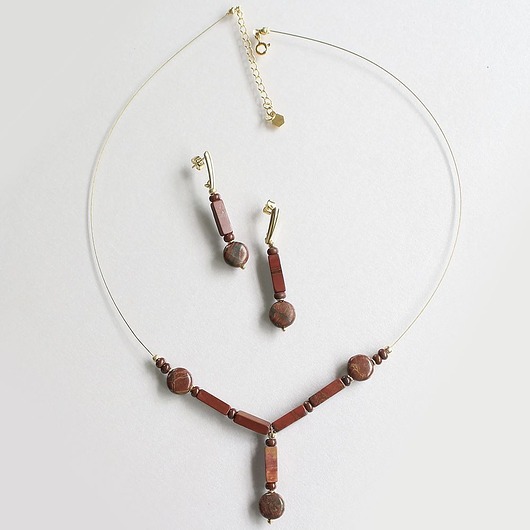 komplet biżuterii Filigranowy komplet z jaspisem czerwonym