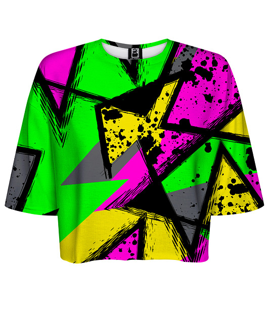 t-shirt damskie DR.CROW T-shirt Krótki CROP Abstract Geometric