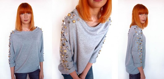 Bluza szara guziki S M Diamentowe WYPRZEDAŻ Benni