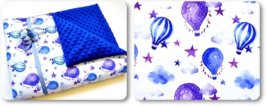WYJĄTKOWY KOMPLET_kocyk + poduszka_MINKY_BALONY MOJAMAJA