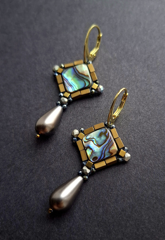 kolczyki z kamieniami Kolczyki w barwach muszli no2