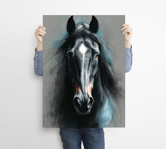 plakaty Czarny koń - grafika na plakacie