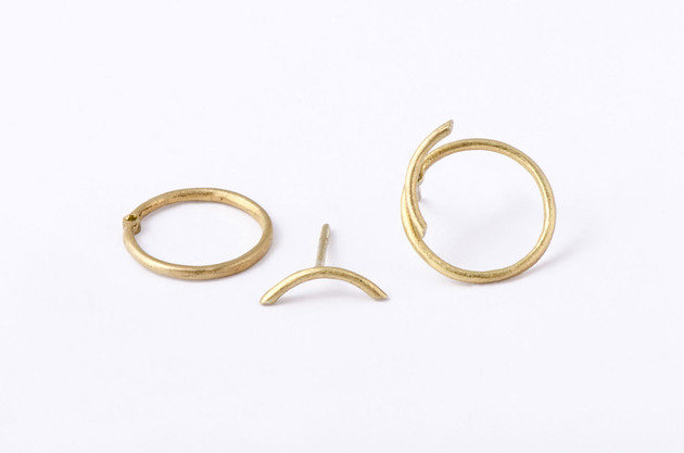 KOŁO 1 / podwójne kolczyki / pozłacane srebro Magdalena Paszkiewicz Jewellery