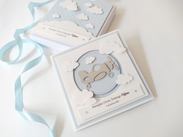 kartki scrapbooking Kartka na chrzest lub urodziny  w pudełku