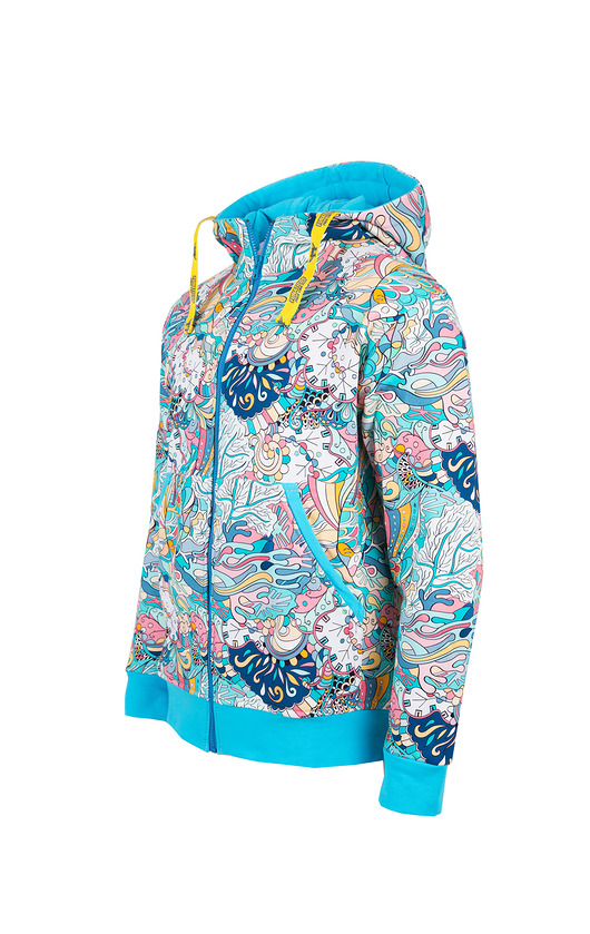 bluza z kapturem damska Bluza rozpinana "Submarine" z turkusem.