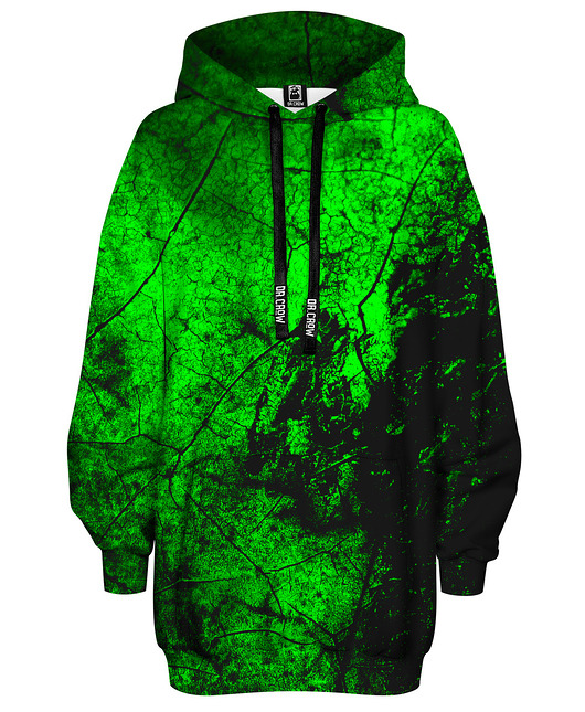 bluza z kapturem damska Bluza Oversize Tunika DR.CROW Green Wall