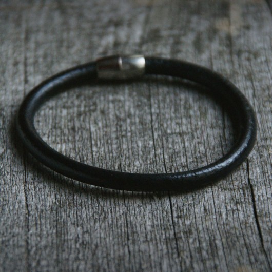 męska bransoletka : SKÓRA : simple black kaktusia