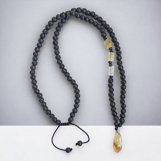 biżuteria męska UNIKAT : obfitość, dobrobyt, energia : CYTRYN, LAWA : naszyjnik męski