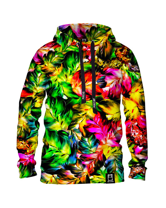 bluzy męskie Męska Bluza z kapturem DR.CROW Jungle Leaves Red
