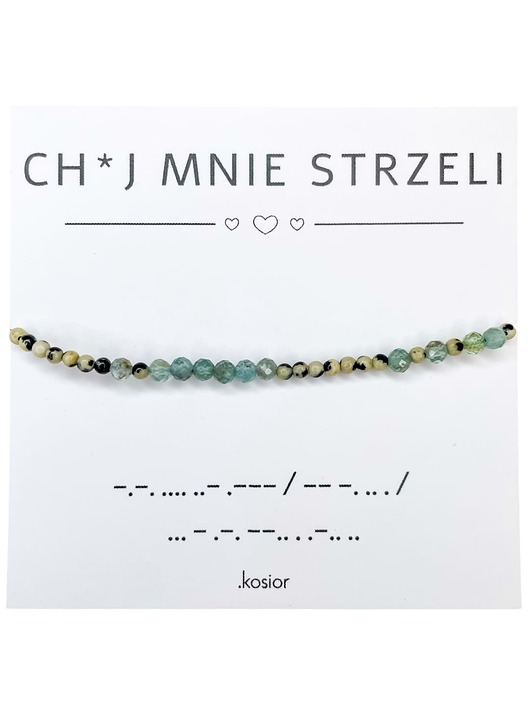 bransoletki na sznurku Bransoletka z alfabetem Morse Apatyt, Jaspis dalmatyński