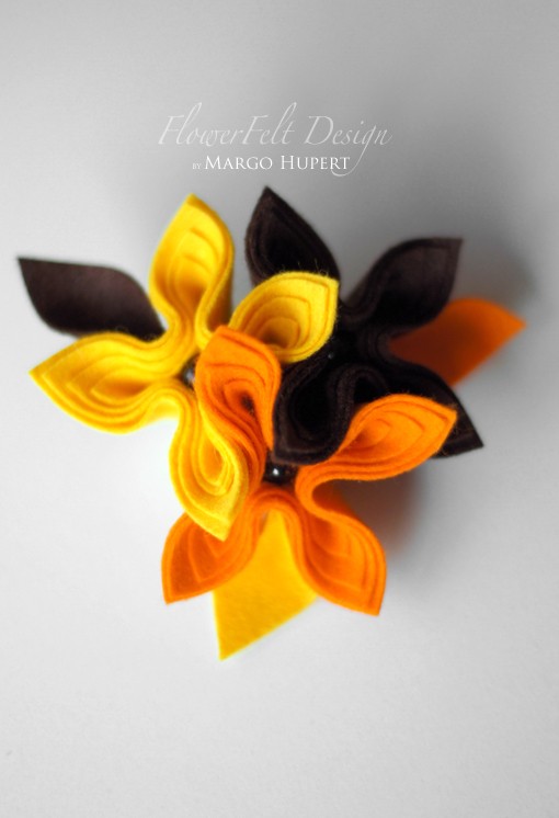 pomarańczowy zółty brązowy FlowerFelt Design