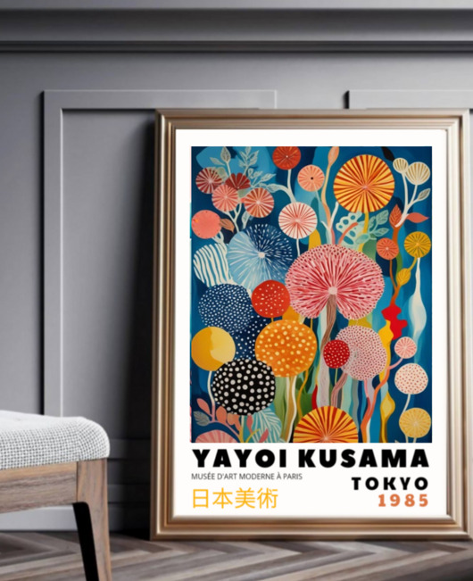 plakaty PLAKAT dekoracyjny abstrakcyjne kwiaty Yayoi Kusama,  poster