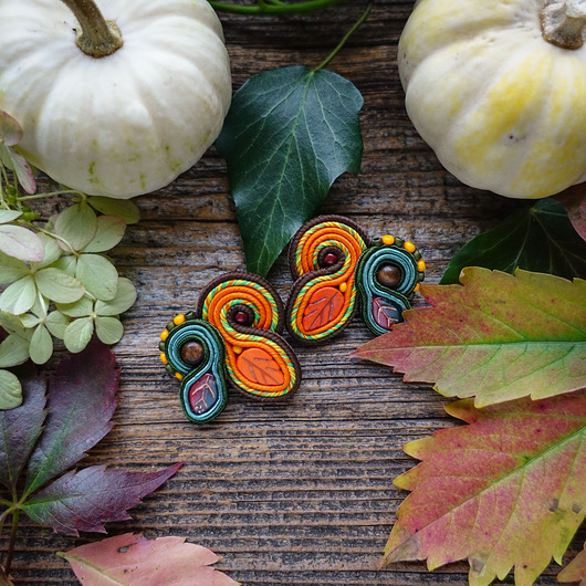 kolczyki soutache Jesienne  kolczyki soutache