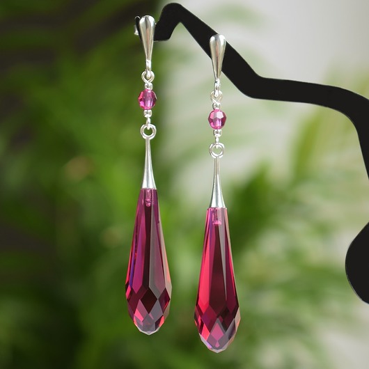 kolczyki swarovski Grace - Ślubne kolczyki - Ruby - Kryształy Swarovski