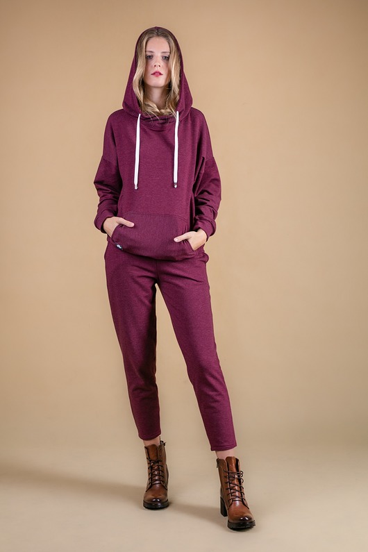 komplety damskie Dres damski Bordowy-melanż KLARYSA