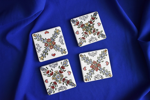 podkładki do kuchni Kafle ręcznie malowane- folklor