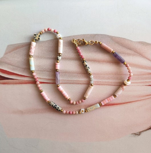 chokery Pastel pink naszyjnik