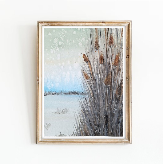 obrazy Oryginalna akwarela. Szuwary 30x40cm