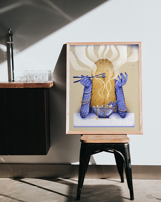 Plakat ilustracja "amen ramen" Iza Dudzik