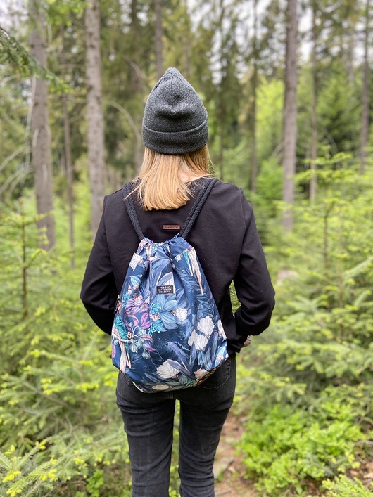 Welurowy plecak kwiaty sacky bag