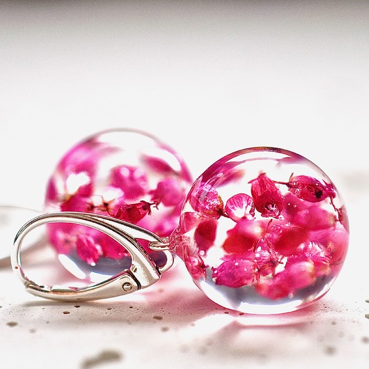 Kolczyki srebrne z wrzoścem Grol Jewellery